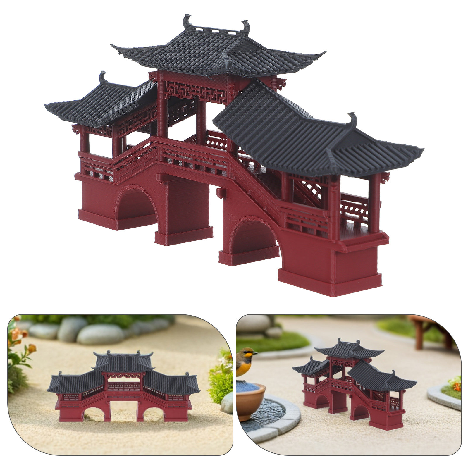 Mini Bonsai Zen Garden - Mini Chinese Bridge Three-Arch Corridor Micro