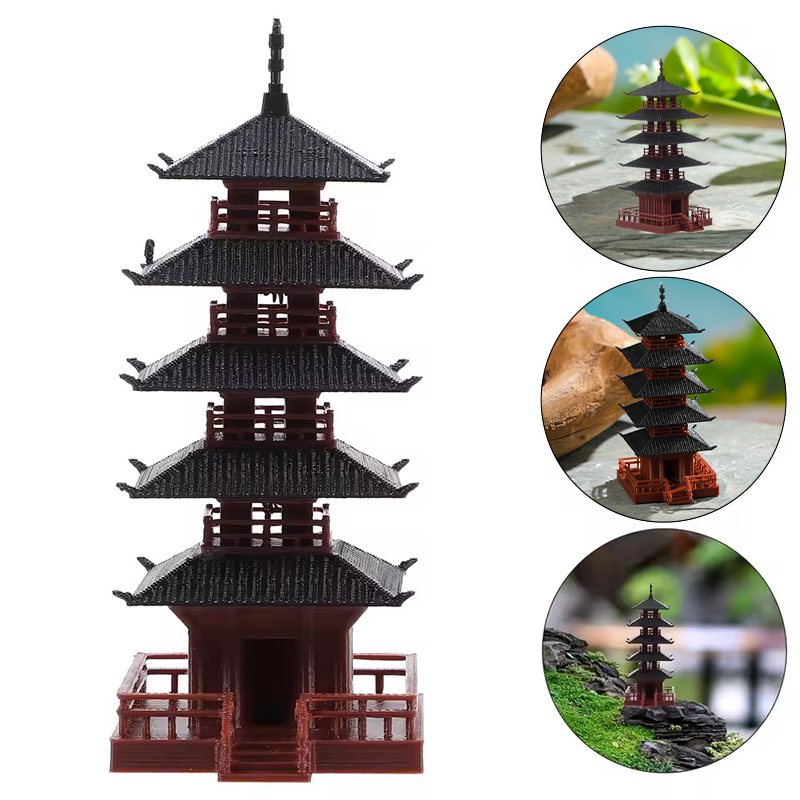 Mini Bonsai Zen Garden - Mini Pagoda Statue Chinese Ancient Building