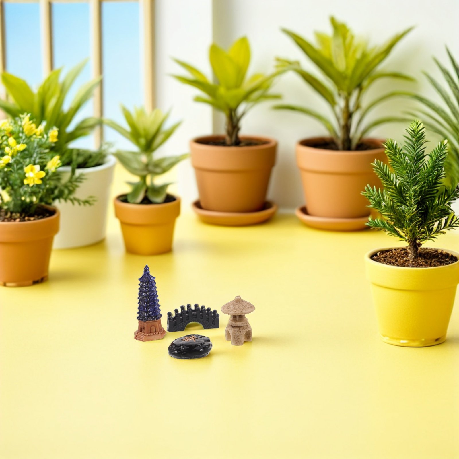 Mini Bonsai Zen Garden - 4Pcs Mini Japanese Pagoda Statue Set