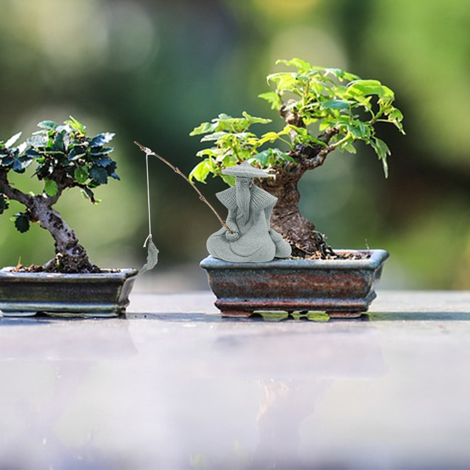 Mini Fisherman Statue Resin El - Mini Bonsai Zen Garden recension och pris