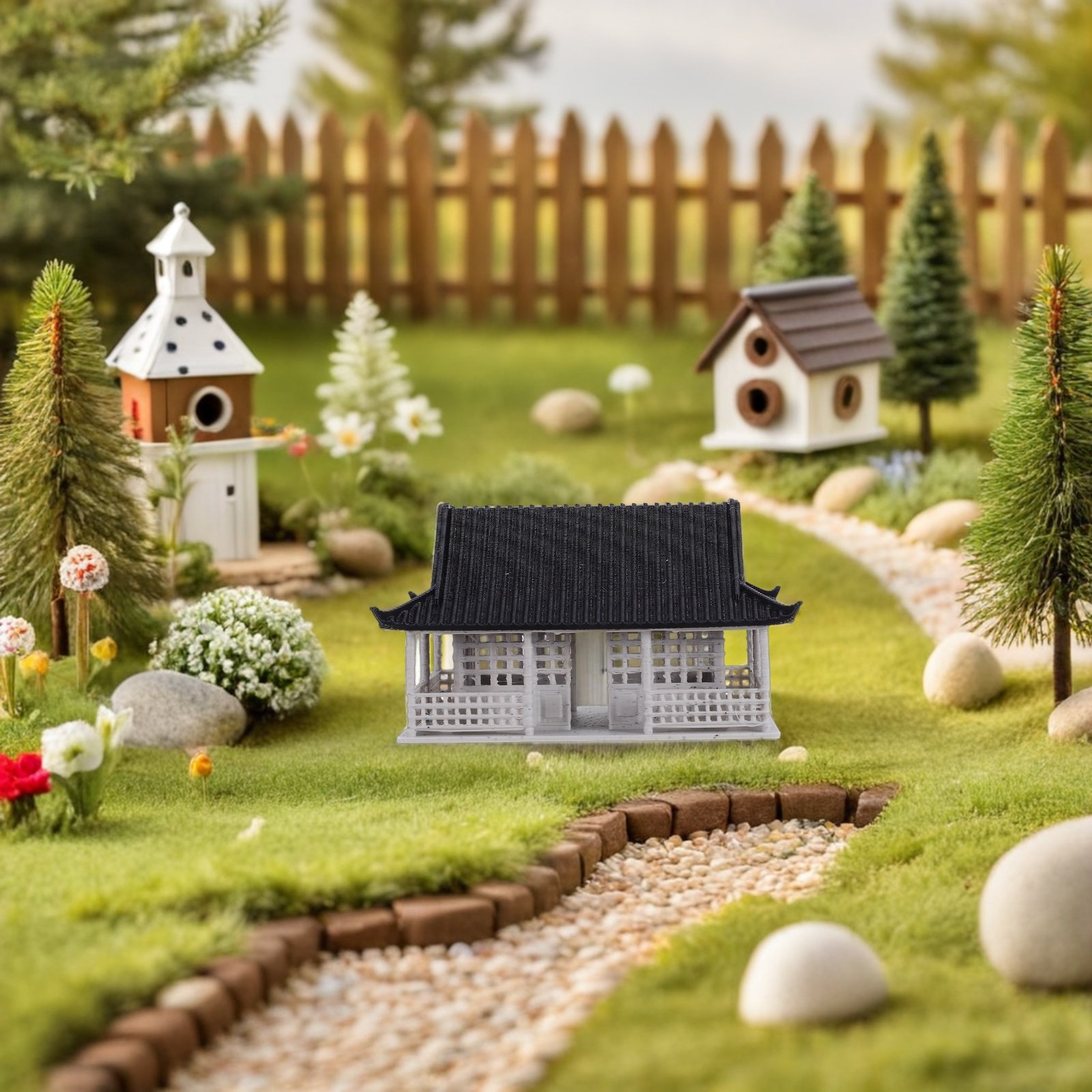 Mini Chinese Building Statue H - Mini Bonsai Zen Garden recension och pris